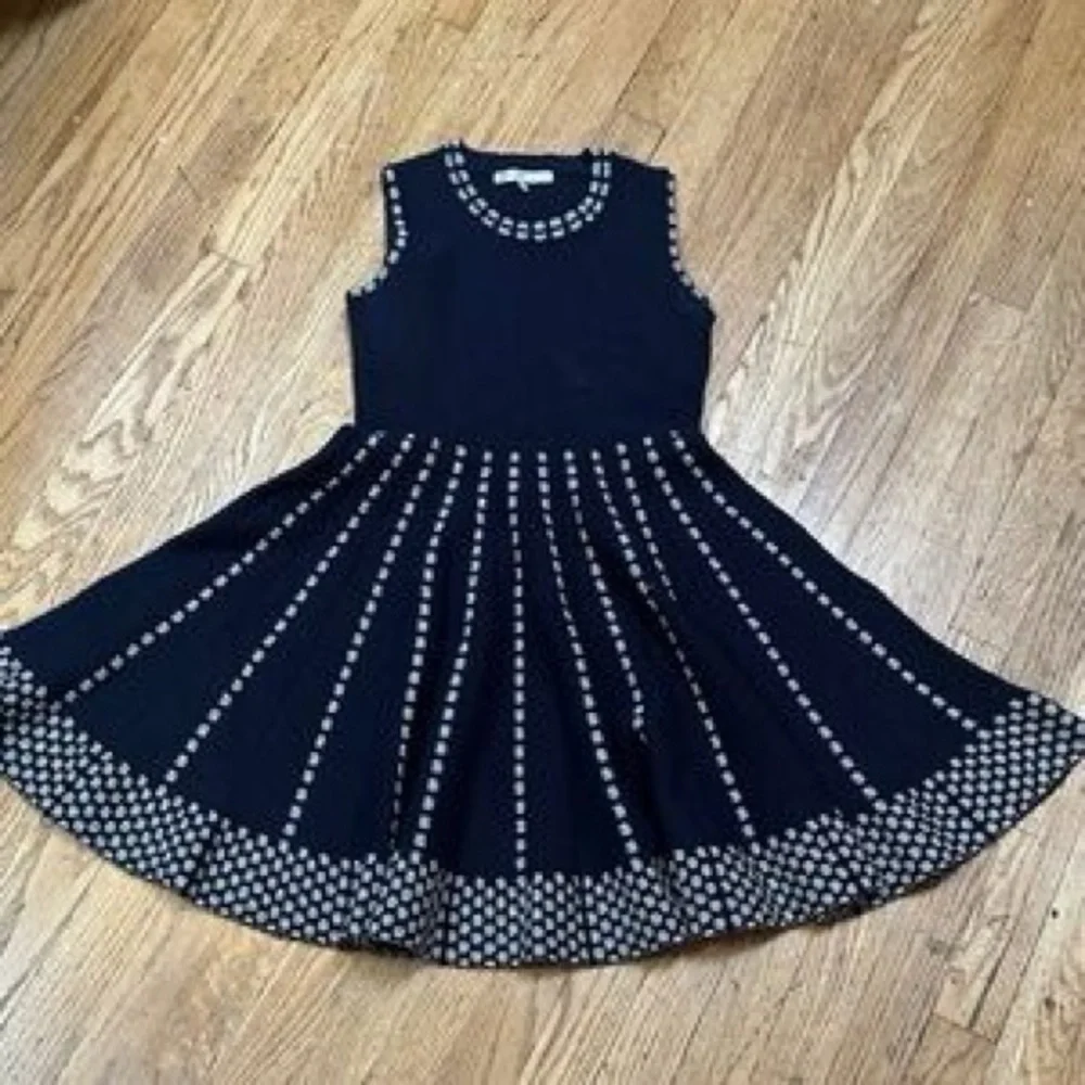 Elegant Black and White Kids Sweater Skater Dress
